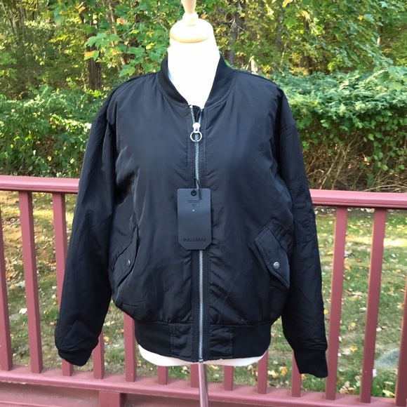 NWT! Pull & Bear medium black zippered jacket - Picture 1 of 9